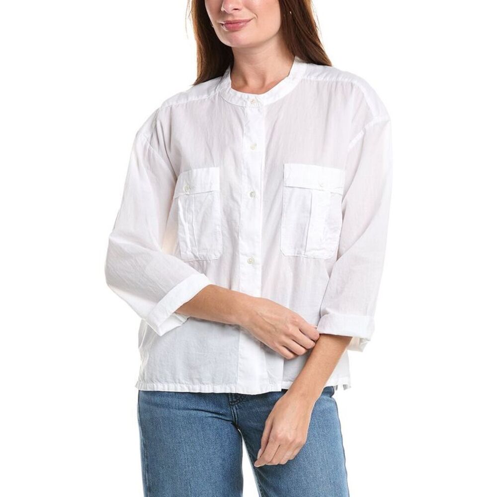 James Perse Womens Cropped Utility Shirt, White